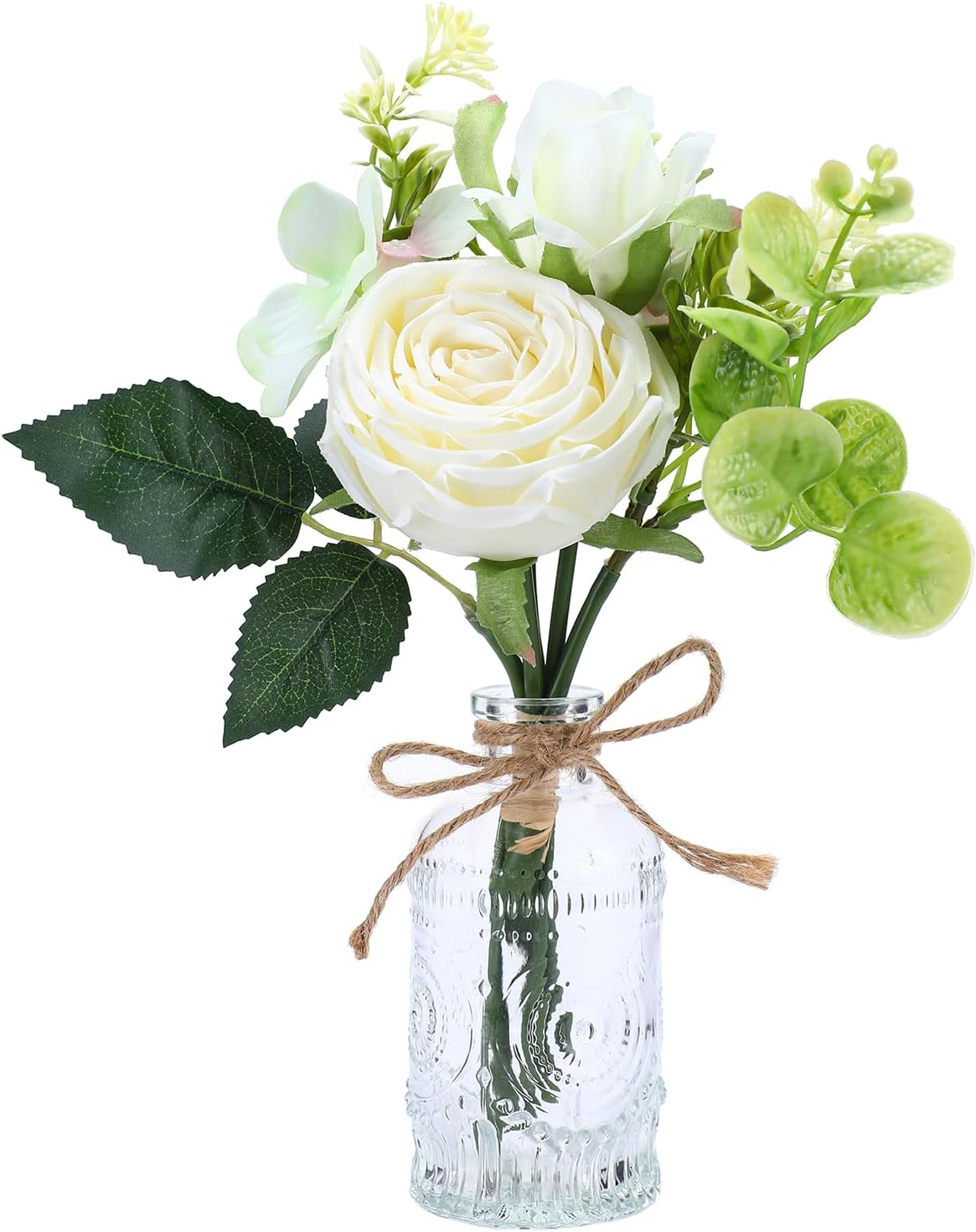 Arranjo de Rosas Brancas de Seda – Centro de Mesa para Casamento e Casa