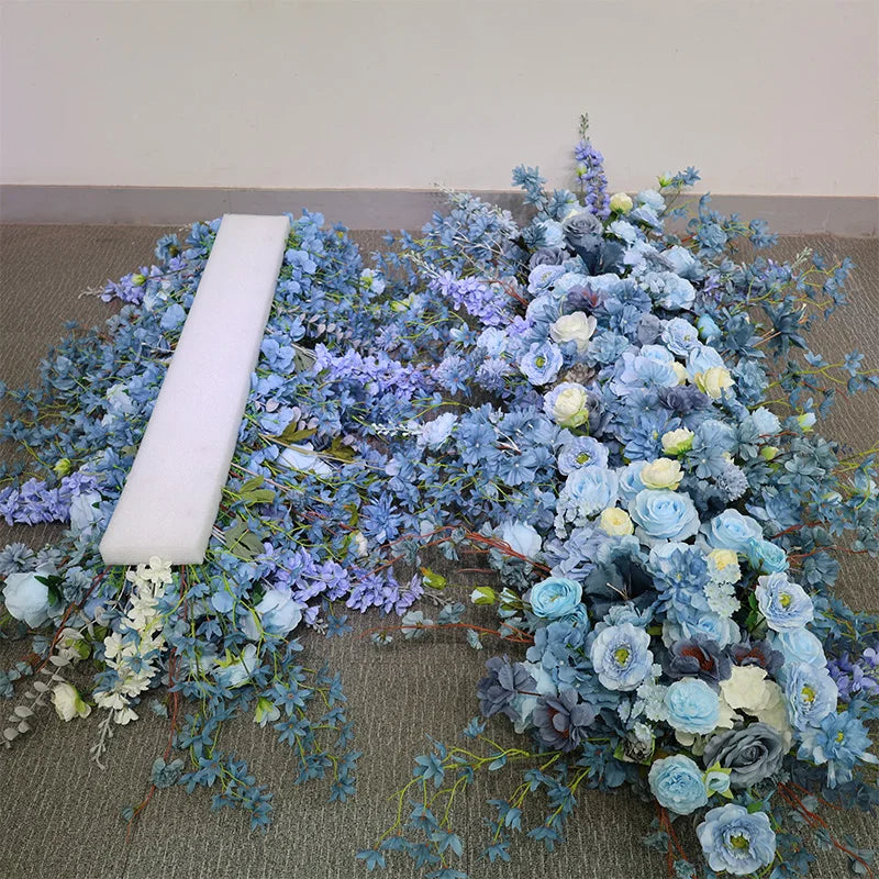 Caminho de Flores Azul Haze – Decoração para Casamento e Eventos