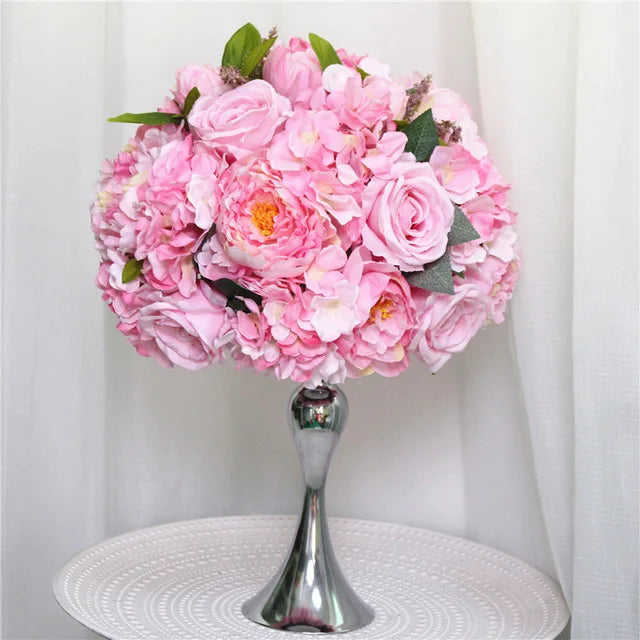 Bola Floral de Rosas, Hortênsias e Peônias – Centro de Mesa para Casamento e Festas