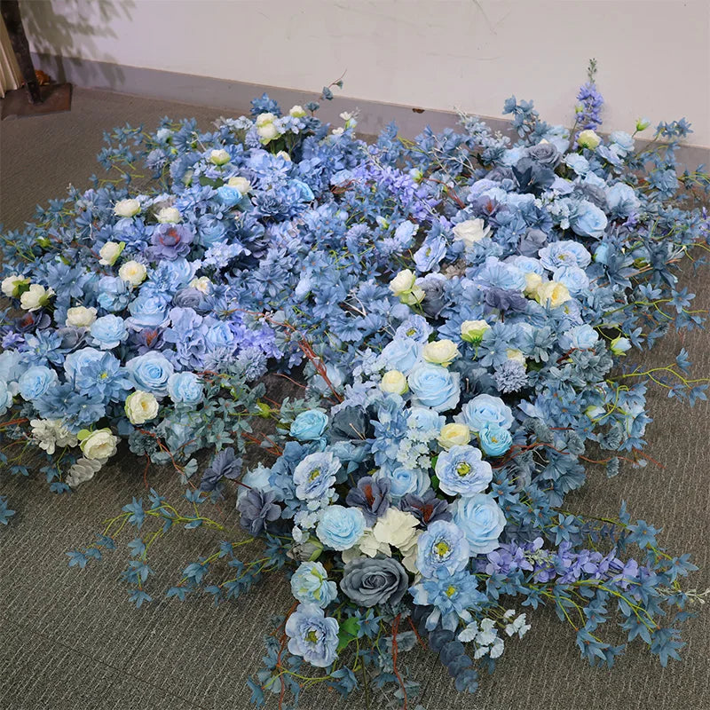 Caminho de Flores Azul Haze – Decoração para Casamento e Eventos