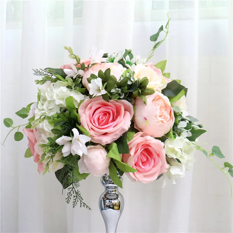 Bola Floral de Rosas, Hortênsias e Peônias – Centro de Mesa para Casamento e Festas