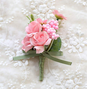 Rosa Corsage com Boutonniere – Flores para Noivos e Festas
