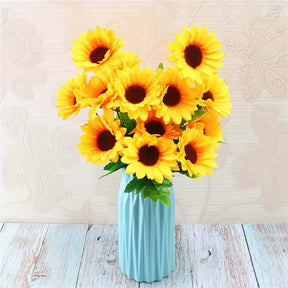 Girassóis com Folhagem – Decoração para Jardim e Interior