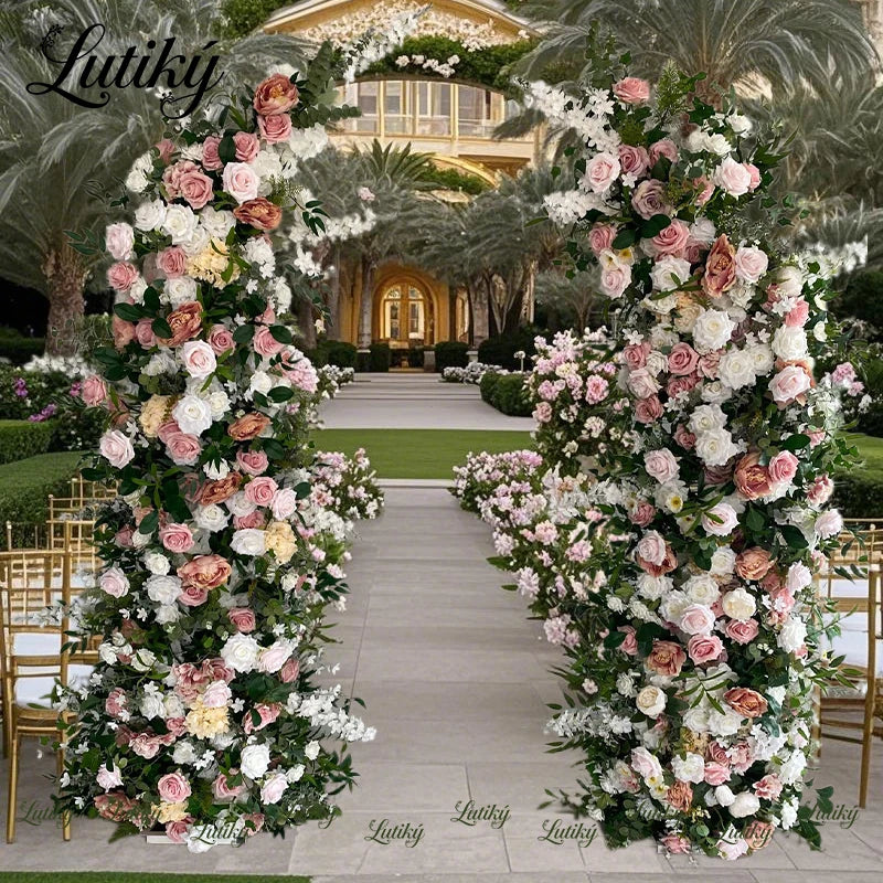 Arco de Flores Rosa e Branca – Decoração para Casamento e Palcos