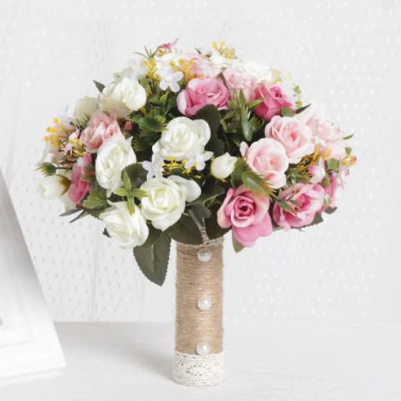 Buquê de Rosas Roxa e Branca – Acessório para Noiva e Casamento