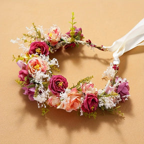 Tiara Floral Boêmia Elegance – Coroa de Flores para Casamento e Festas