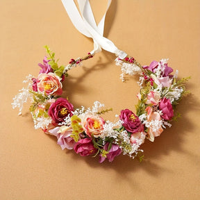 Tiara Floral Boêmia Elegance – Coroa de Flores para Casamento e Festas